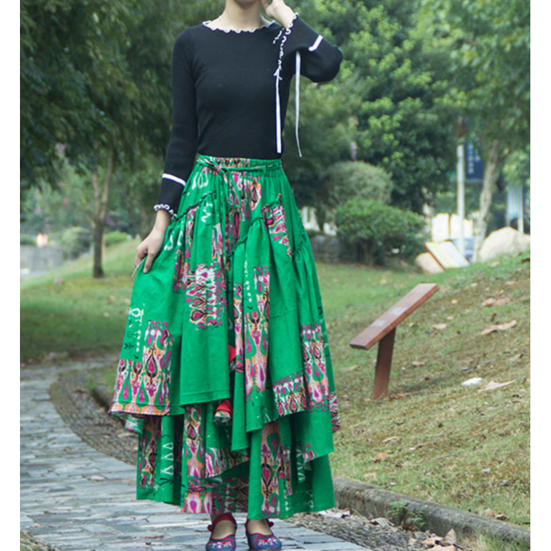 Green Glitter Mesh Overlay Maxi Skirt & Bandeau Top Set – IRHAZ